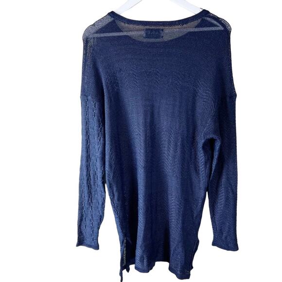 Vintage Lainey Keogh Made in Ireland Navy Blue Mesh Sweater Pullover Viscose - Picture 10 of 11